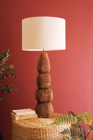 Mango Wood Table Lamp With Shade