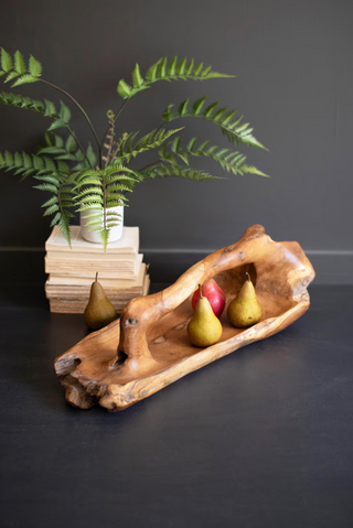 Large Oval Teak Bowl with Handle