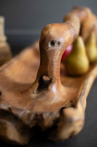 Large Oval Teak Bowl with Handle