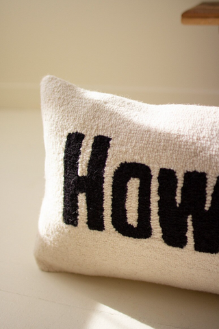 Howdy! Hand-Hooked Pillow