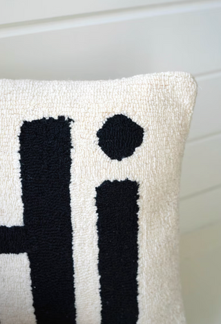 Hi Hand-Hooked Pillow
