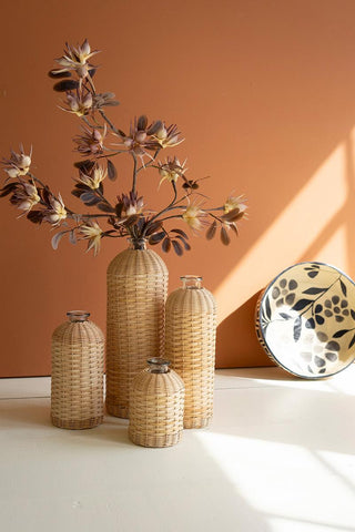 Rattan Wrapped Vases